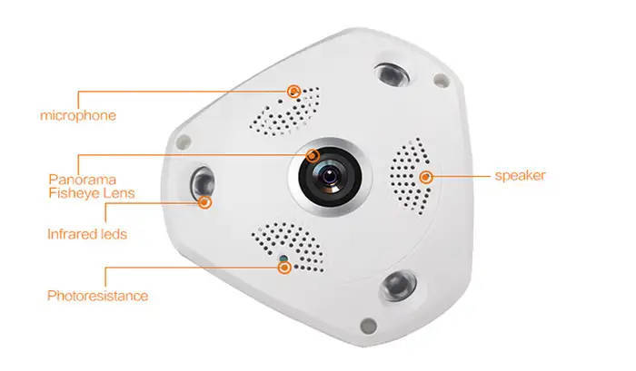 360 Degree Panoramic Wireless IP Camera Audio Video Wifi  High Definition Fish-eye Lens Wide Angle