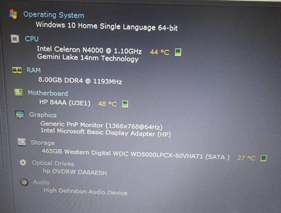 Super  bargain HP Intel Celeron N4000  500GB  hhd 8gb ram 64bit Windows 10
