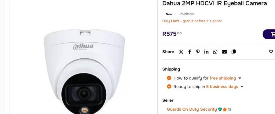 high performance dahua  cctv cameras 2 for one bid