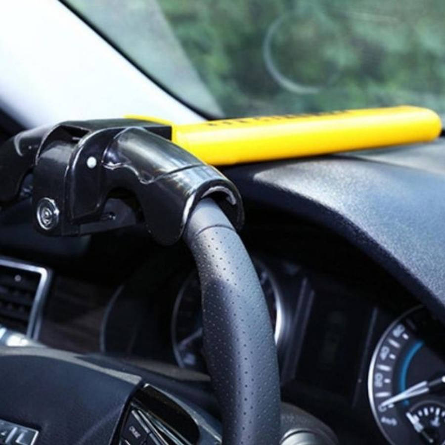 Armored Bar Car Steering Wheel Lock - Yellow & Black
