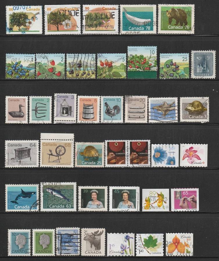 Canada good page lot of used stamps as scan