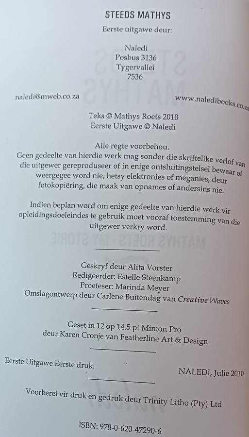 Steeds Mathys - Mathys Roets - My Storie - Softcover - 229 pages