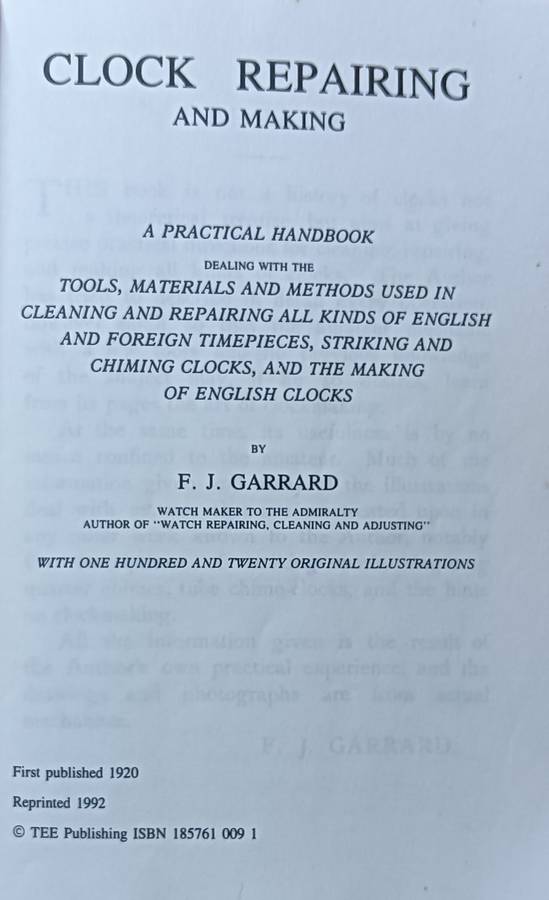 Clock Repairing and Making - F.J. Garland - Softcover - 168 pages