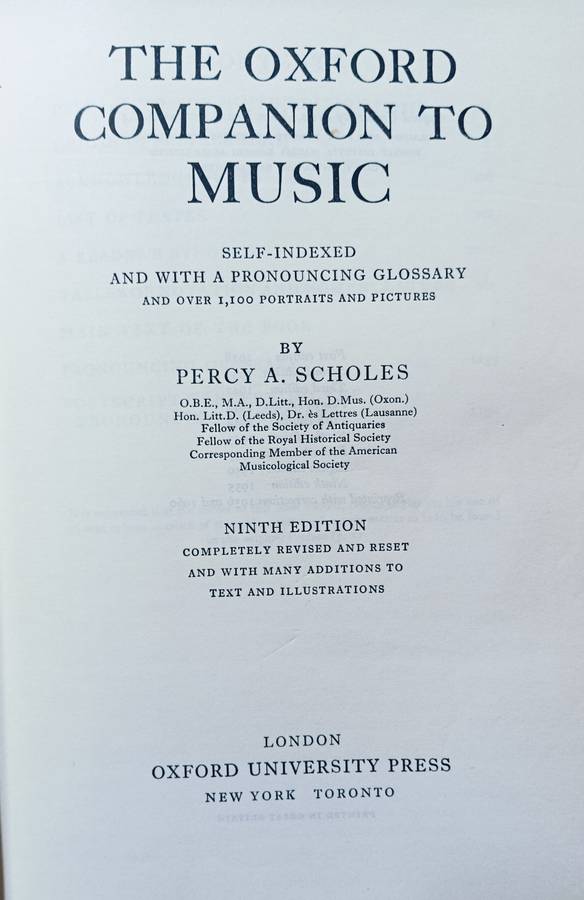 The Oxford Companion to Music - Percy A Scholes - Hardcover - 1191 pages