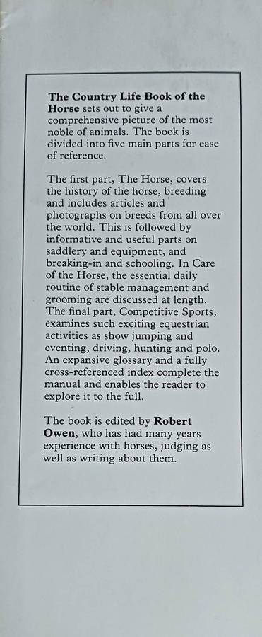 The Country Life Book of the Horse - Robert Owen (Editor) - Hardcover - 231 pages