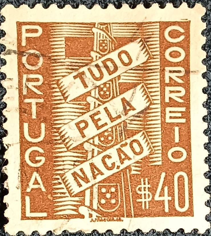 Portugal 1935 All for the Nation - Inscription "TUDO PELA NAÇÃO" 40C used