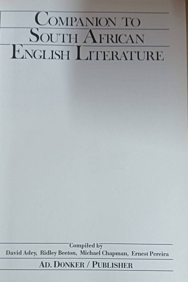 Companion to South African English Literature - Various - Hardcover - 220 pages