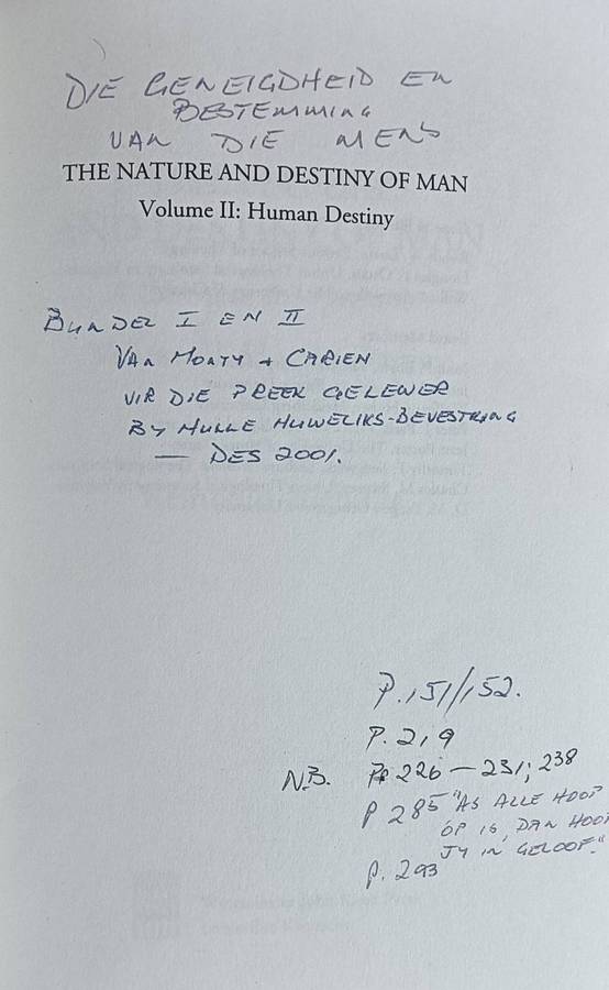 The Nature and Destiny of Man Vol 1 & 2 - Reinhold Niebuhr - Softcover - 305 & 328 pages
