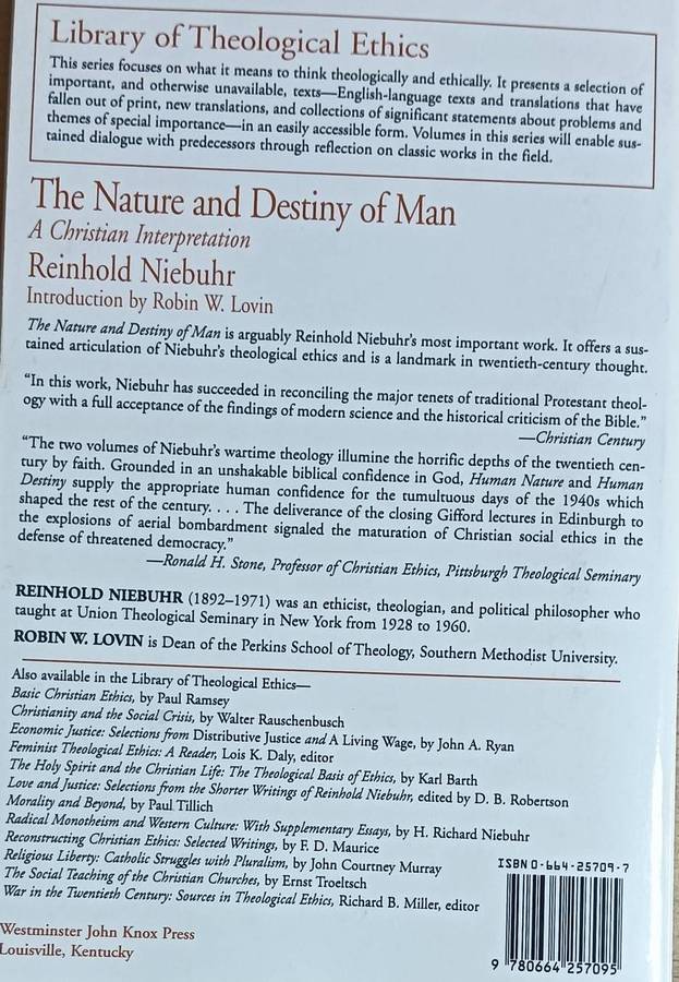 The Nature and Destiny of Man Vol 1 & 2 - Reinhold Niebuhr - Softcover - 305 & 328 pages