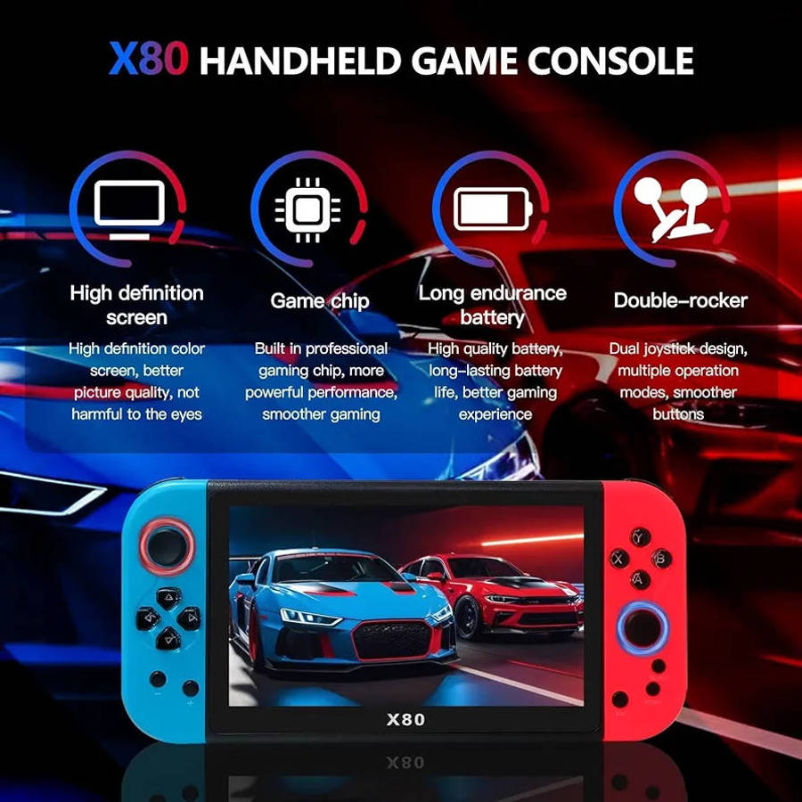 X80 7.0 inch HD Screen Handheld Game Console 20000 Games Video Game Console