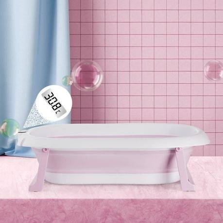 Foldable Bath Tub with Shower Holder, Pillow Pad and built-in Thermometer