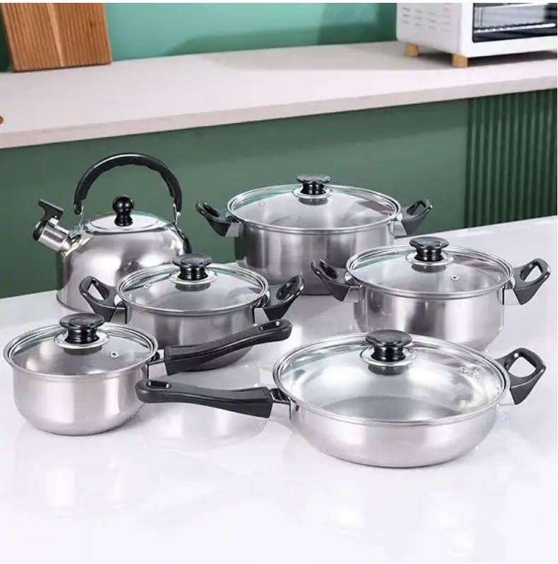 12Pcs Stainless Steel Cookware Set Pots and Pans