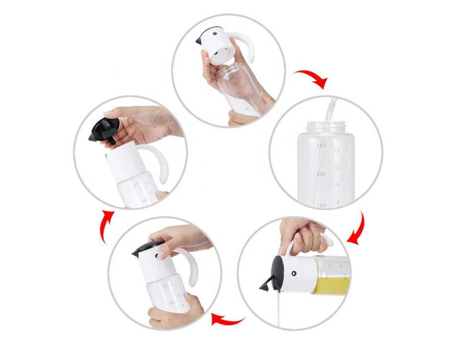 Automatic Lid Opening Transparent Oil Bottle