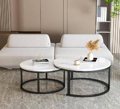 Coffee Table,Round Coffee Table For Living Room, Coffee Table With Storage, Mid Century Modern Coffe