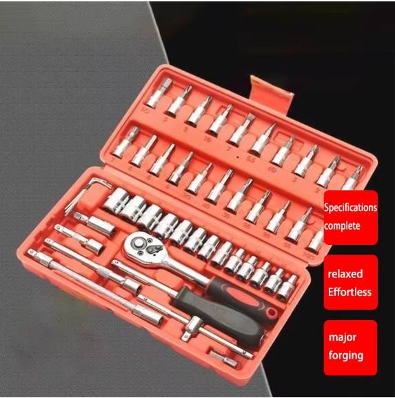 46Pcs Ratchet Wrench Socket Combo Tools Set in Carry Case
