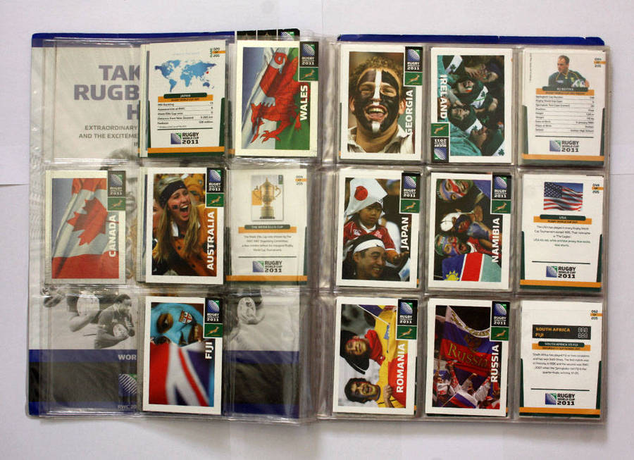 Rugby World Cup Collection album with approx 98 cards