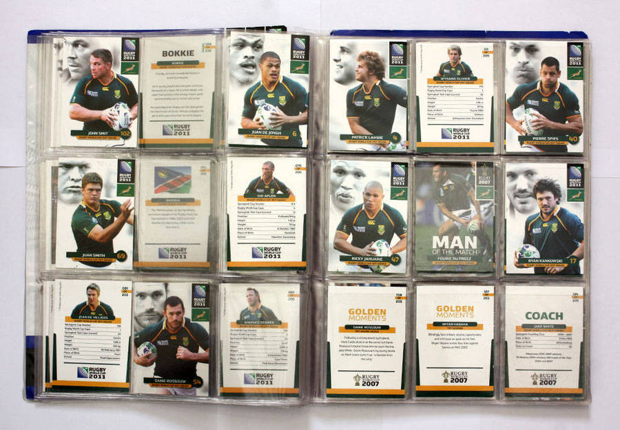 Rugby World Cup Collection album with approx 98 cards