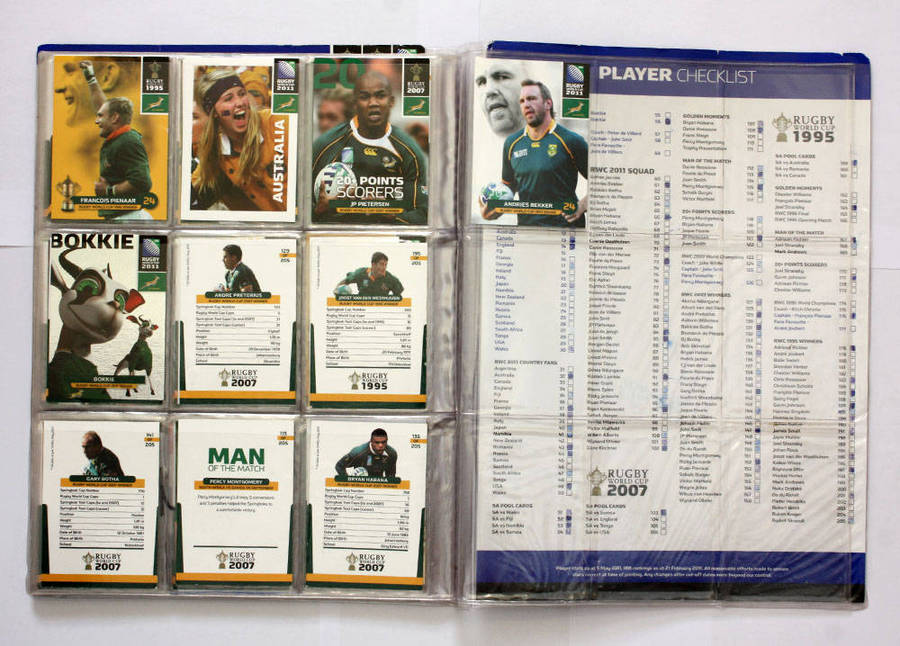 Rugby World Cup Collection album with approx 98 cards