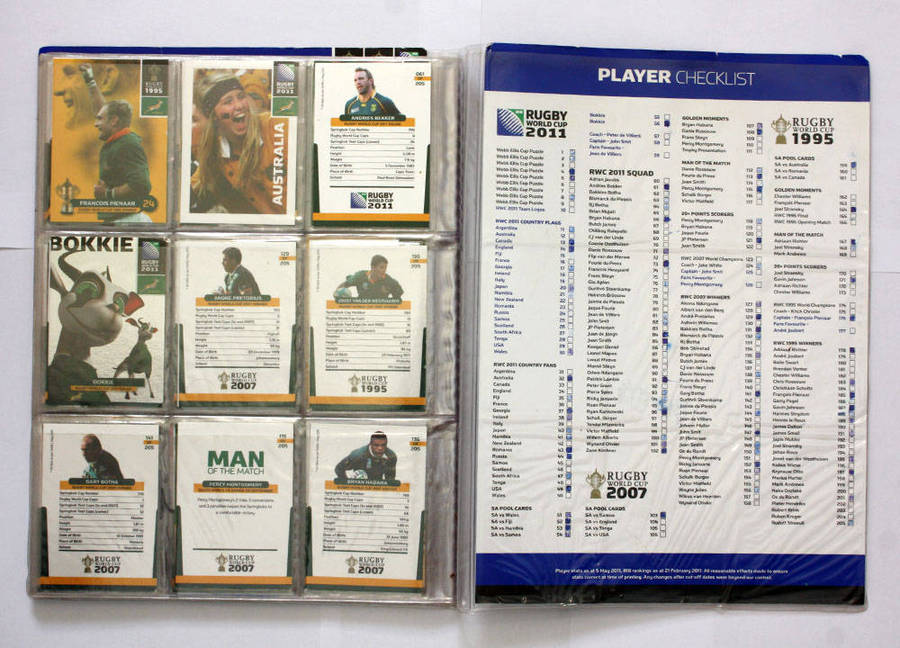 Rugby World Cup Collection album with approx 98 cards