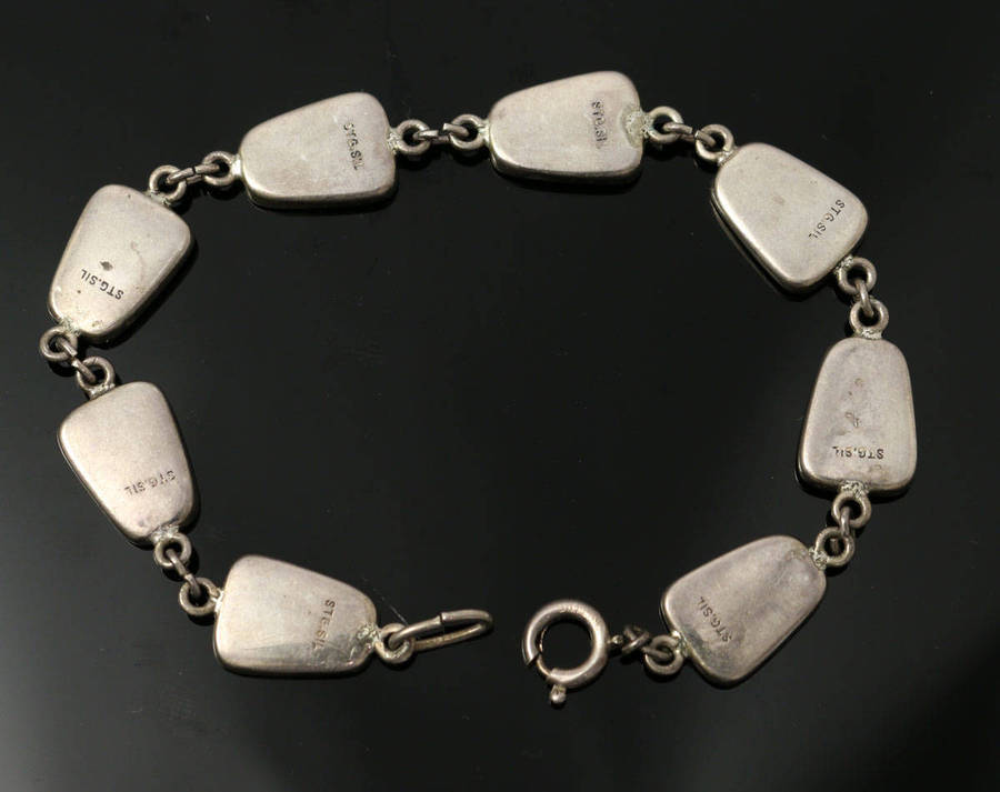 Vintage Sterling Silver Mother of Pearl Bracelet