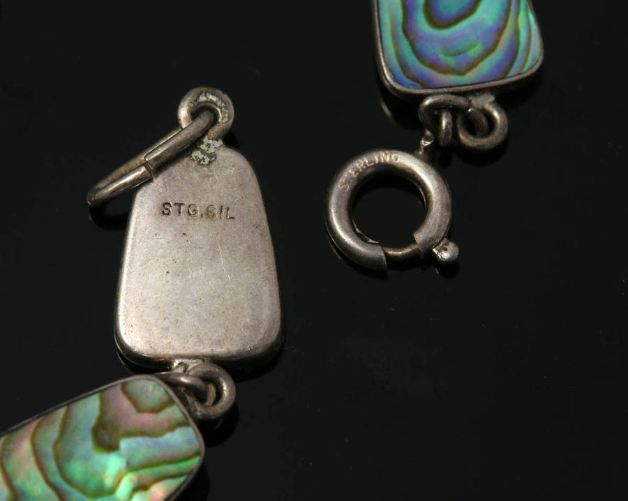 Vintage Sterling Silver Mother of Pearl Bracelet