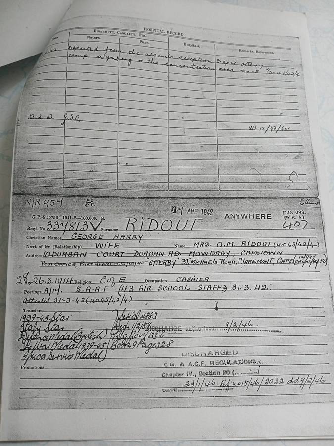 WW2 SA Defence Medal / War Medal & A.S.M. with Service Record - SAAF