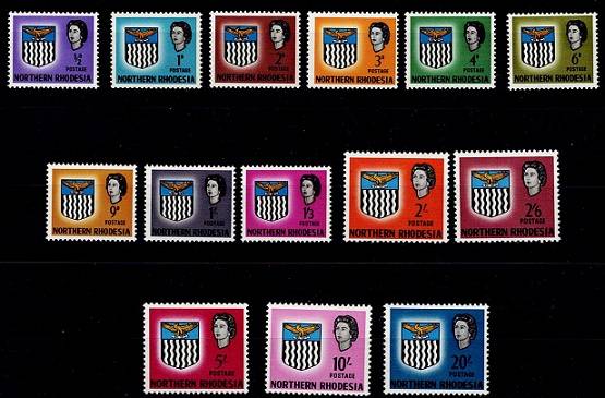 N.Rhodesia 1963 QEII Defin set complete VF UM