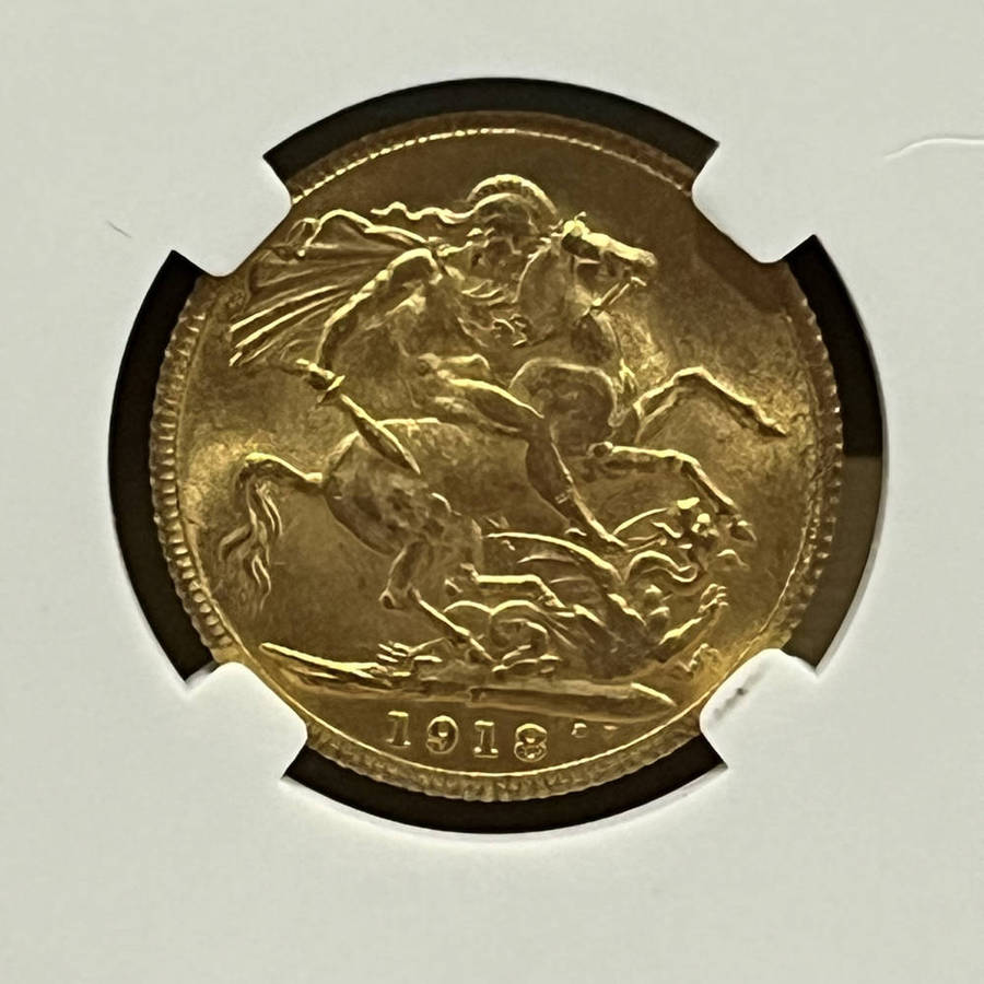 FULL 1918 sovereign - gold coin