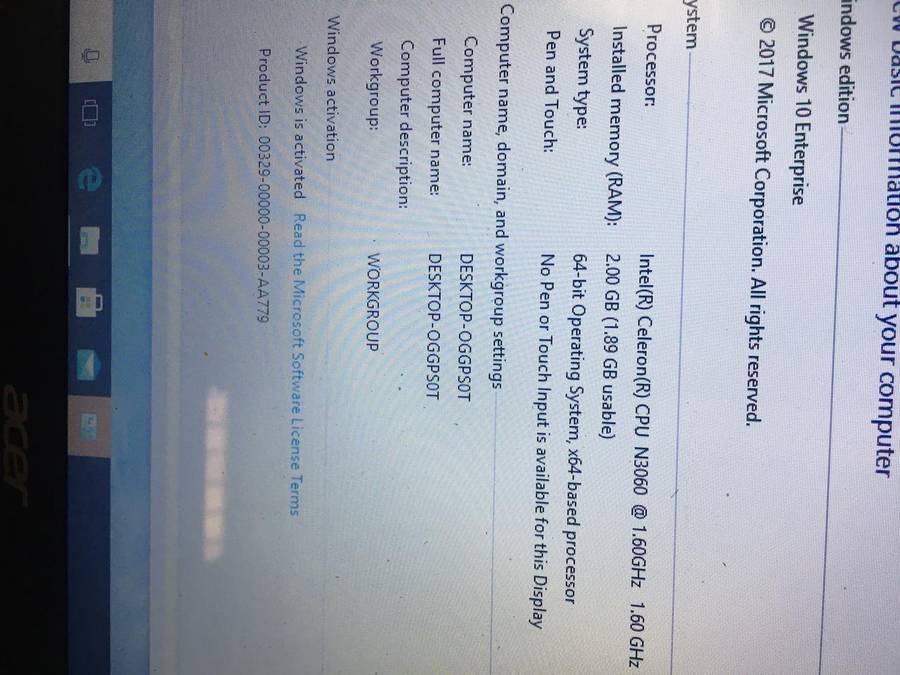 ACER LAPTOP (PLEASE READ DESCRIPTION)