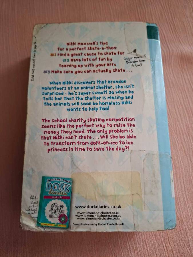 Rachel Renée Russell Dork Diaries Dear Dork, Skating Sensation and Once upon a Dork