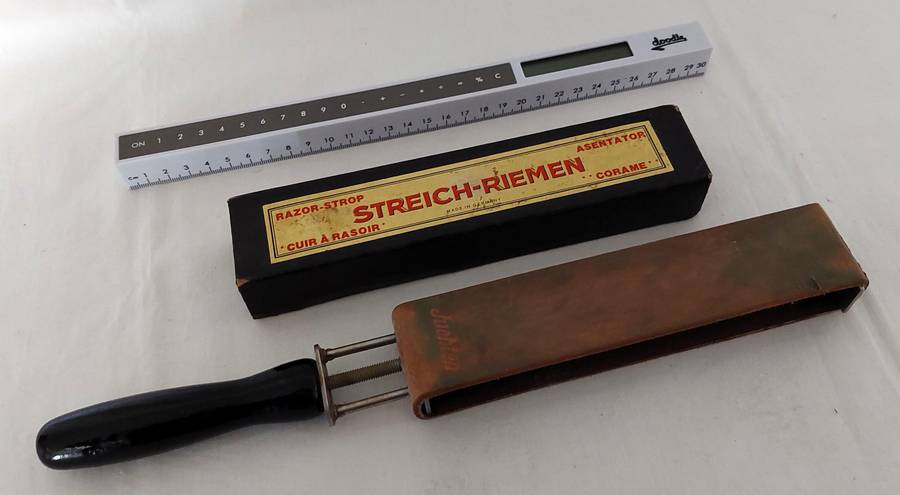 Vintage (adjustable) straight razor leather strop - Made in Germany (Herold Solingen)