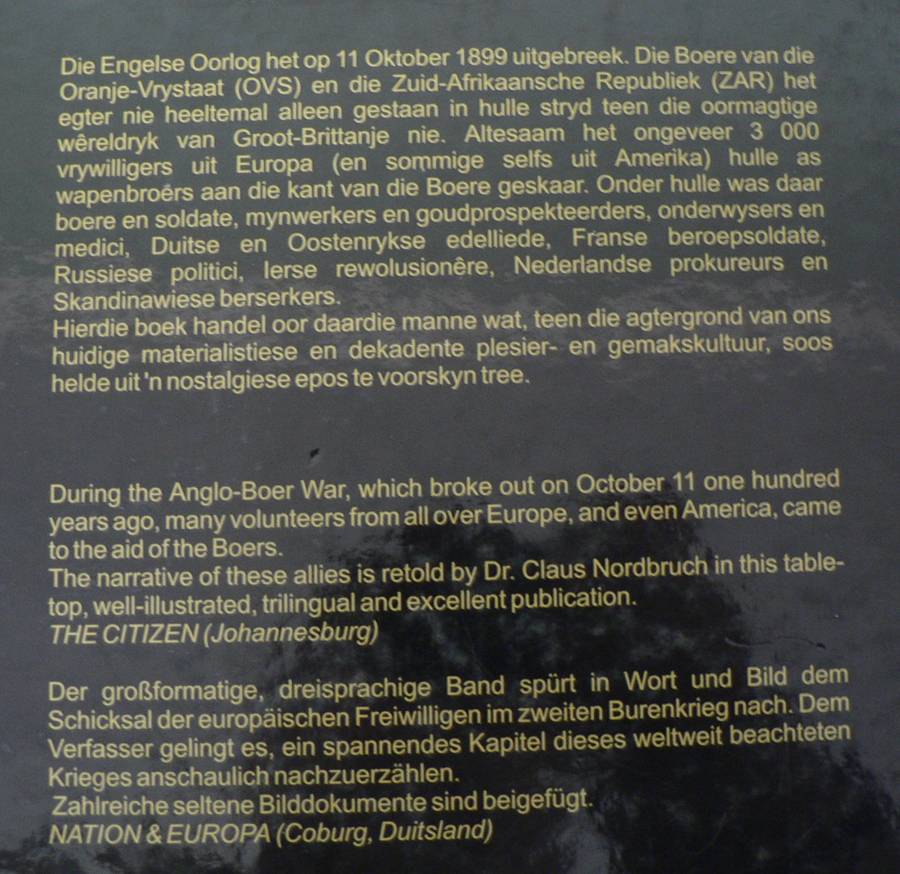 Vir Vryheid en Reg, buitelanders aan die Boerekant.... deur Claus Nordbruch(Anglo-Boereoorlog)