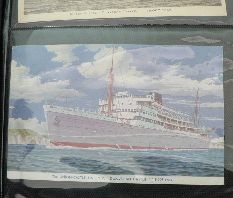 128 Union Castle line/ other mailships postcards (some colour but mostly b/w)