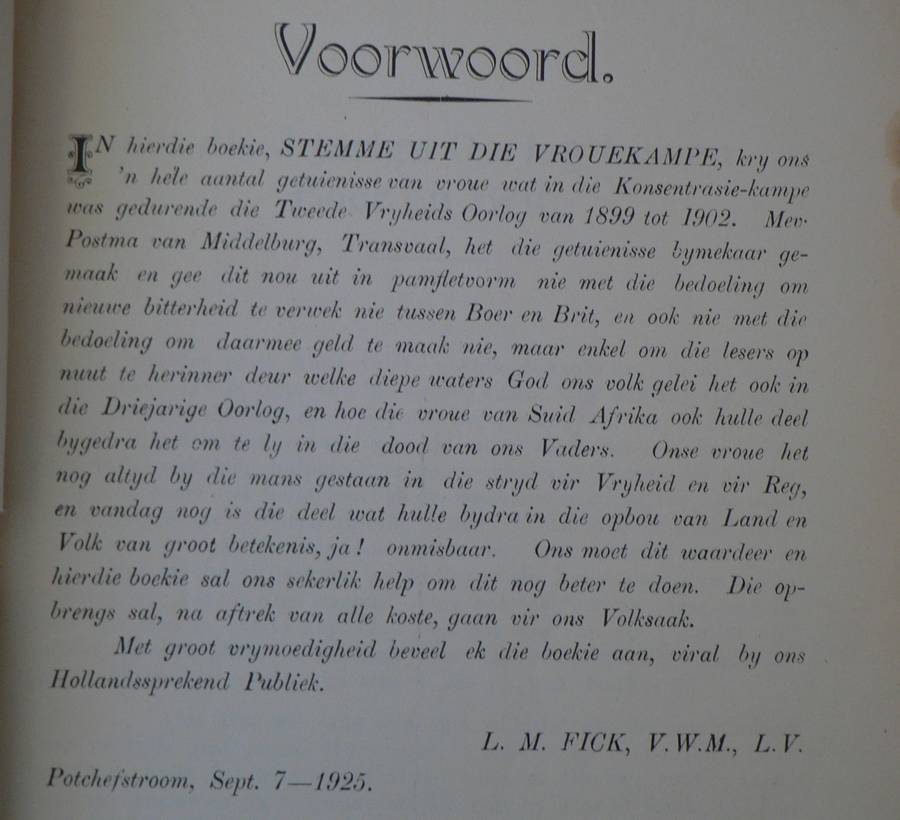Stemme uit die vrouekampe(konsentrasiekampe 1899-1902)