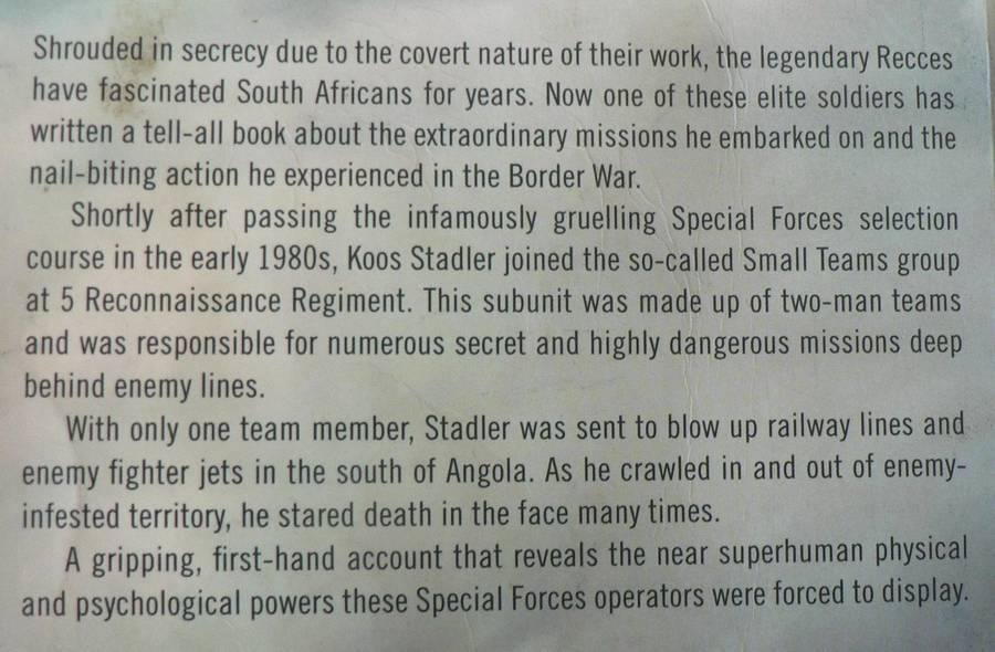 Recce: -Small team missions behind enemy lines by Koos Stadler(Bosoorlog/Grensoorlog)