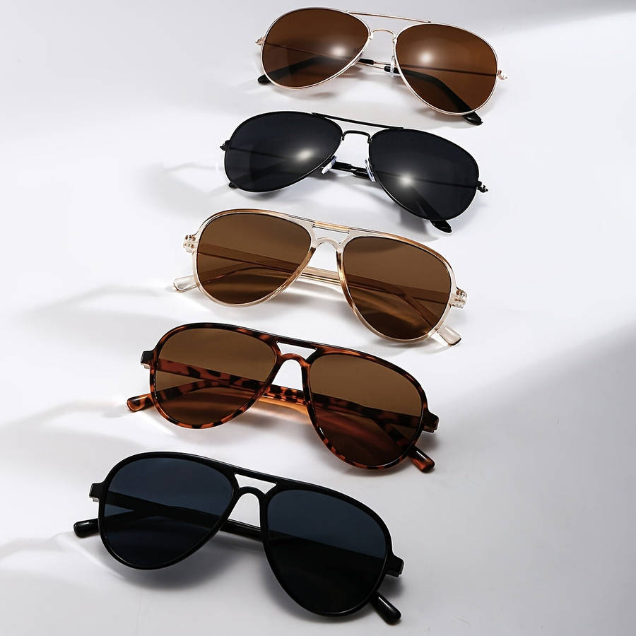 5 Pieces Of Classic Metal Frame Glasses With Pc Lenses, Decorative Glasses For Hiking And Casual Sty