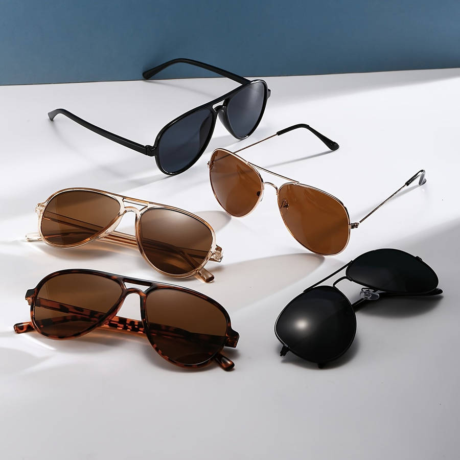 5 Pieces Of Classic Metal Frame Glasses With Pc Lenses, Decorative Glasses For Hiking And Casual Sty