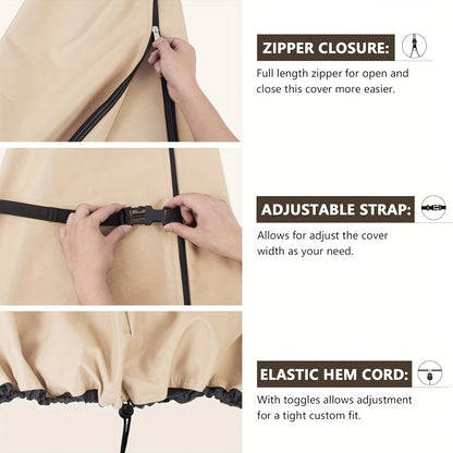 Waterproof 400D Polyester Patio Umbrella Cover With Zipper - Fits 90-120 Inch Cantilever And Market