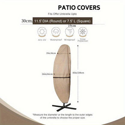 Waterproof 400D Polyester Patio Umbrella Cover With Zipper - Fits 90-120 Inch Cantilever And Market
