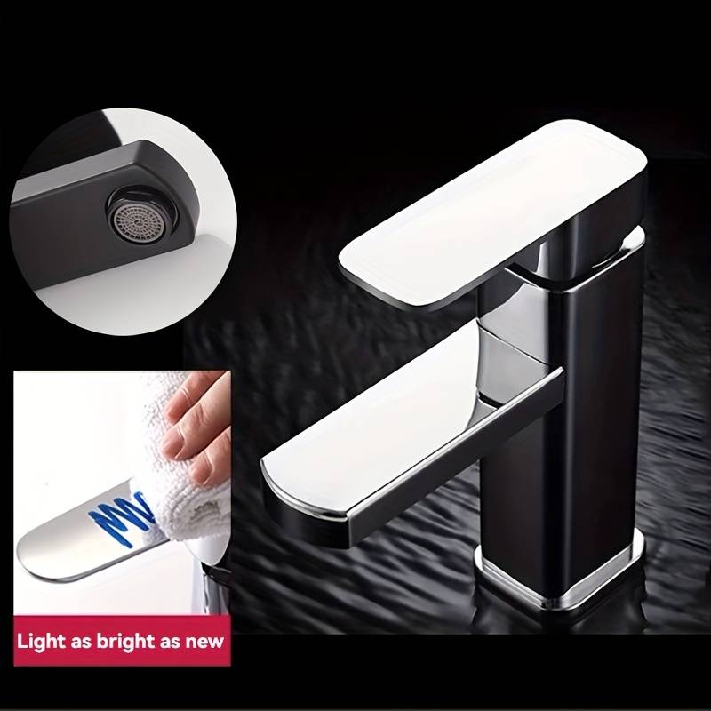 Black square basin faucet with hose