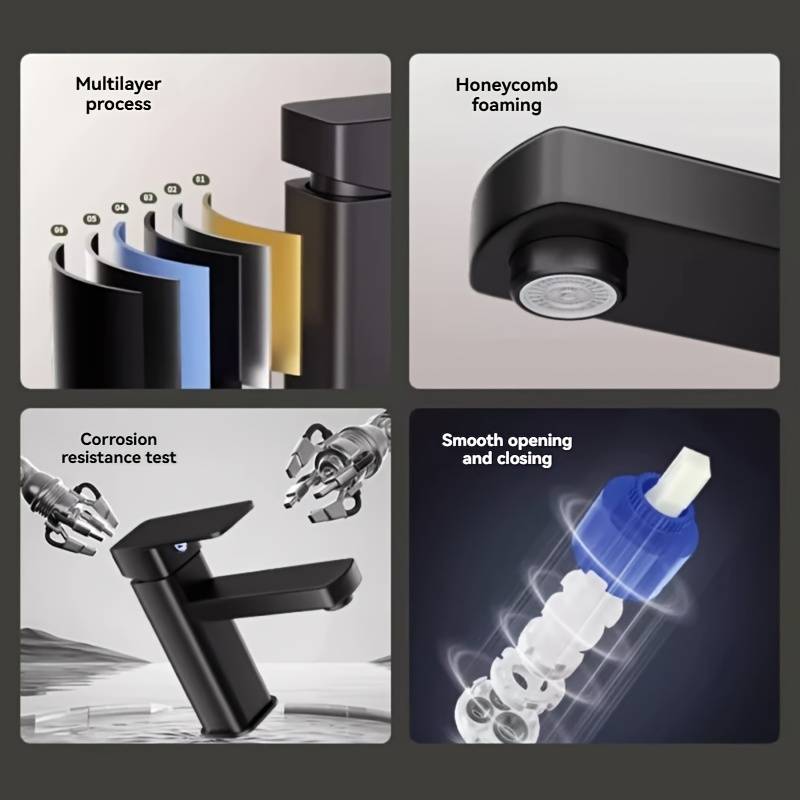 Black square basin faucet with hose