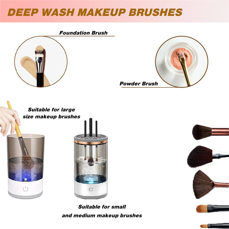 Portable 2-in-1 Rotating Makeup Brush Cleaner with Cleaning Pad
