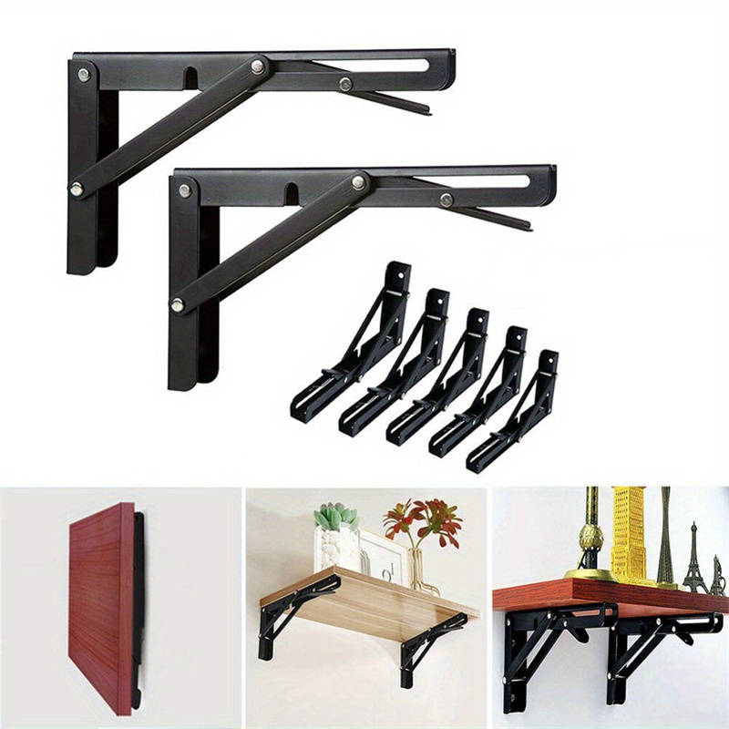2 Pcs Heavy Duty Folding Shelves with Adjustable Angle Metal Wall Mount Storage Bracket