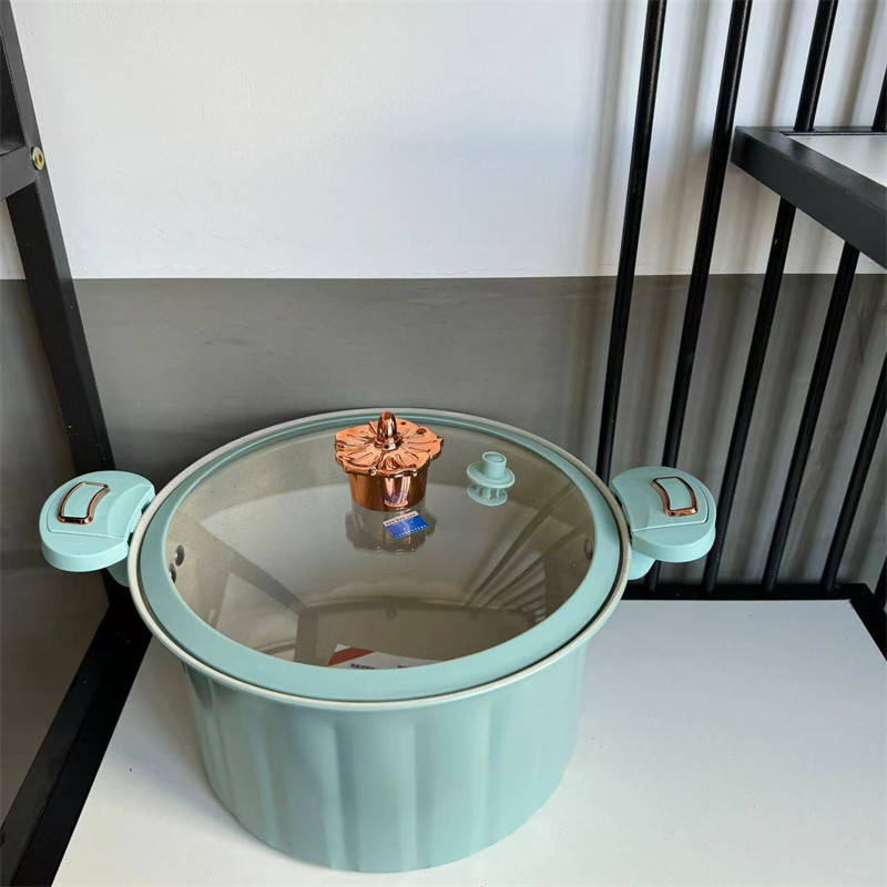 Multifunctional Micro-pressure Cooking Pot Non-stick Double-handled Pot with Glass Lid
