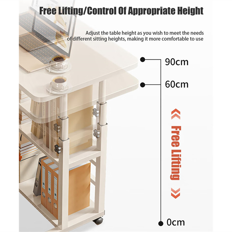 Adjustable Height Home Mobile Computer Desk Laptop Table with Wheels