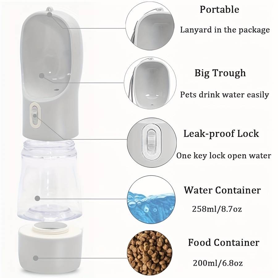 Portable Dog Water Bottle With Food Storage Function