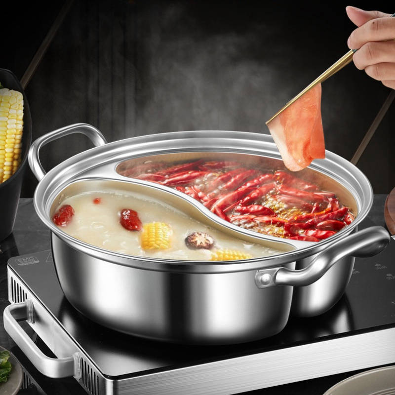 Stainless Steel Double Flavor Hot Pot With Lid