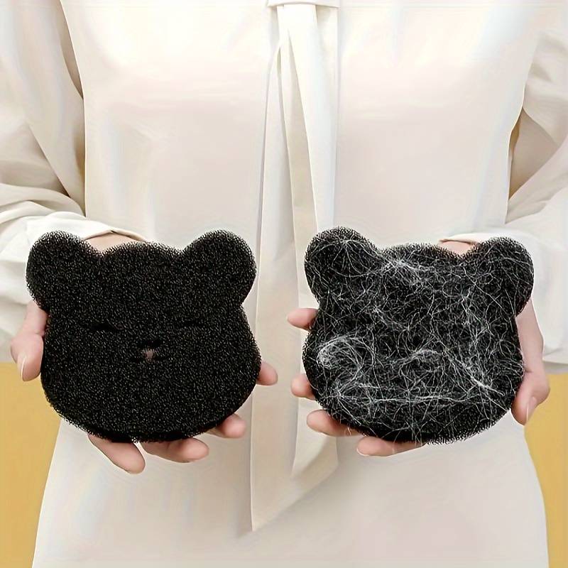 5PCS Reusable Cartoon Bear Laundry Sponge for Washing Machine PET Hair Remover Deodorant Cleaner