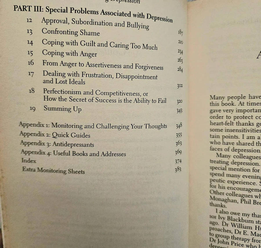 Overcoming depression: A self-help guide using Cognitive Behavioural Techniques