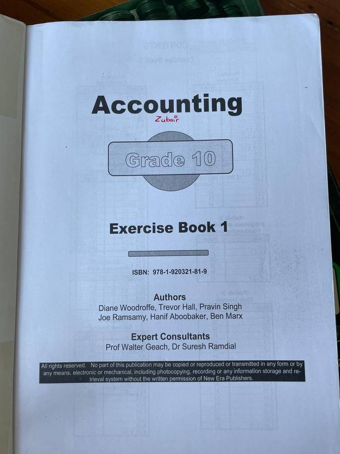 New era accounting Grade 10 Workbook 1 and 2 CAPS APPROVED ( SET OF 2 BOOKS)